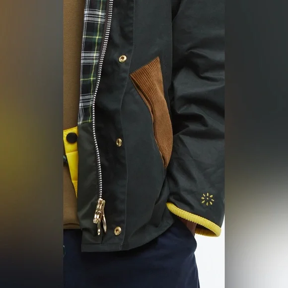 NWT BARBOUR X FLOWER MOUNTAIN Jacket in Black & Yellow - Picture 4 of 12